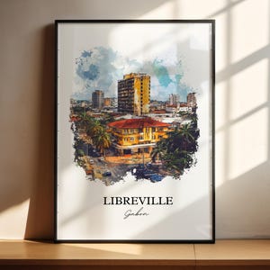 Libreville Wall Art, Gabon Print, Gabon Watercolor Art, Libreville Gabon Gift, Travel Print, Travel Poster, Housewarming Gift