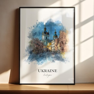 Ukraine Wall Art, Ukraine Print, Kyiv Watercolor Art, Ukraine Country Gift, Travel Print, Travel Poster, Housewarming Gift