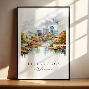 Art mural Little Rock AR - Arkansas, affiche Little Rock, paysage urbain de Little Rock, cadeau de mariage, cadeau d'anniversaire, texte personnalisé, cadeau personnalisé