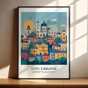 Lviv Oekraïne kunst, Lviv retro reiskunst, Lviv woondecoratie, Lviv Oekraïne cadeau, Oekraïne reizen kunst, reizen prints, housewarming cadeau