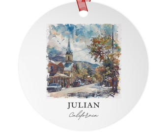Adorno de Julian, California: Recuerdo único de Julian, California, Decoración navideña de Julian, California y Regalo auténtico de Julian, California