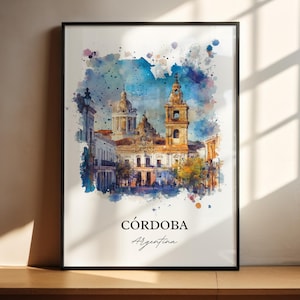 Córdoba Argentina Wall Art, Córdoba Print, Argentina Watercolor Art, Córdoba Gift, Travel Print, Travel Poster, Housewarming Gift