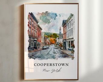 Cooperstown NY Wall Art, Cooperstown Print, Baseball Hall of Fame Art, Cooperstown NY Gift, Travel Poster, Housewarming Gift