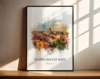 Marrakech-Safi Wall Art, Marrakech Print, Marrakech Watercolor, Morocco Gift, Marrakech-Safi Travel Print, Travel Poster, Housewarming Gift