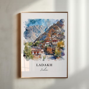 Ladakh India Wall Art, Ladakh Print, Ladakh Watercolor, Ladakh Kashmir India Gift, Travel Poster, Housewarming Gift