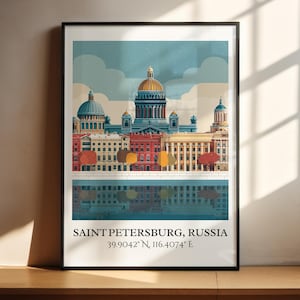 St Petersburg Russia Art, St Petersburg Retro Travel Art, Saint Petersburg Decor, Russia Gift, Russia Art, Travel Prints, Housewarming Gift