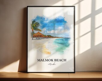 Malmok Strand Wandkunst, Tres Trapi Druck, Aruba Aquarell Kunst, Malmok Strand Geschenk, Reisedruck, Reiseplakat, Housewarminggeschenk