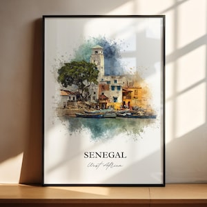 Senegal Wall Art, Senegal Print, Senegal Watercolor Art, Senegal Africa Gift, Travel Print, Travel Poster, Housewarming Gift