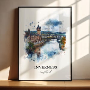 Inverness Wall Art, Scottish Highlands Print, Scotland Watercolor, Inverness Scotland Gift, Travel Print, Travel Poster, Housewarming Gift