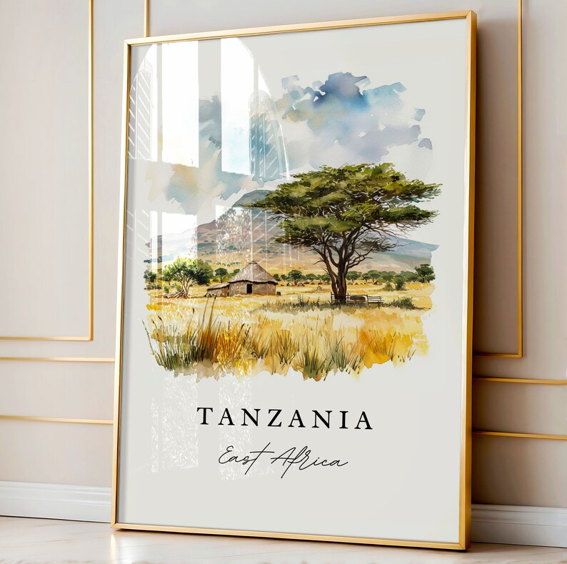 Tanzania wall art - East Africa, Tanzania print, Tanzania Wedding gift, Tanzania Birthday present, Custom Text, Perfect Gift image 4