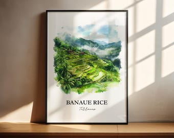 Arte delle terrazze di riso di Banaue, stampa di Banaue, opera d'arte delle Filippine, regalo delle terrazze di riso di Banaue, stampa di viaggio, poster di viaggio, regalo di inaugurazione della casa