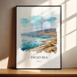Dead Sea Wall Art, Dead Sea Asia Print, Dead Sea Watercolor Art, Dead Sea Gift, Travel Print, Travel Poster, Housewarming Gift