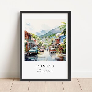 Arte mural de Roseau Dominica - Dominica, póster de Roseau, regalo de boda de Roseau, regalo de cumpleaños, texto personalizado, regalo personalizado