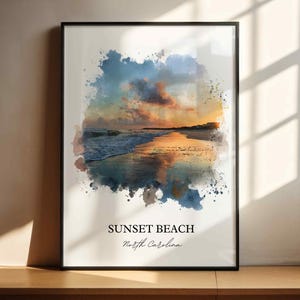 Sunset Beach NC Art, Sunset Beach Print, Wilmington NC Watercolor, North Carolina Beach Gift, Travel Print, Travel Poster, Housewarming Gift