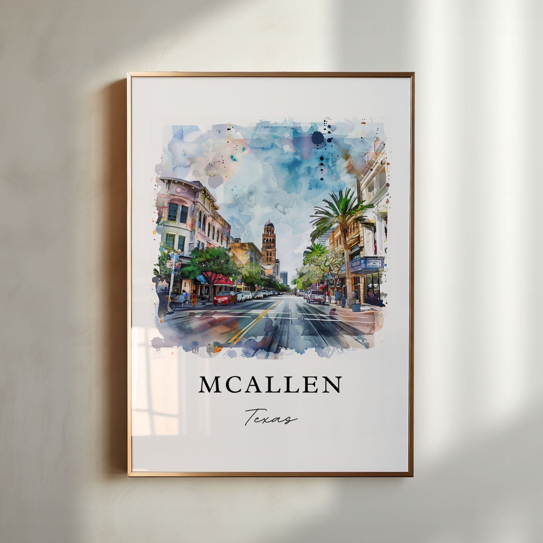 Mcallen Texas Wall Art, Mcallen Print, Mcallen Watercolor Art, Mcallen ...