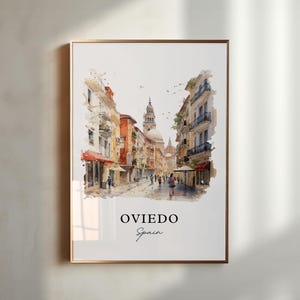 Arte mural de Oviedo, España - España, póster de Oviedo, regalo de boda de Oviedo, regalo de cumpleaños de Oviedo, texto personalizado, regalo personalizado