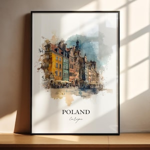 Poland Wall Art, Poland Print, Poland Watercolor Art, Poland Country Gift, Travel Print, Travel Poster, Housewarming Gift