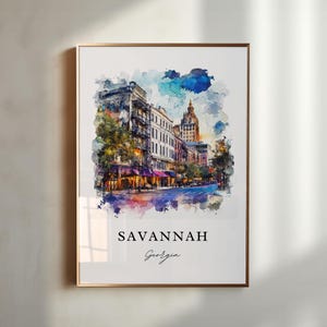 Savannah Georgia Wall Art, Savannah Print, Savannah GA Watercolor Art, Savannah Georgia Gift, Travel Poster, Housewarming Gift