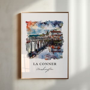 La Conner WA Wall Art, Skagit County Print, La Conner Watercolor, Anacortes Gift, Travel Poster, Housewarming Gift