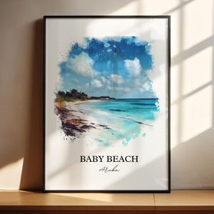Baby Beach Aruba Art, San Nicolas Print, Aruba Watercolor Art, Baby Beach Gift, Travel Print, Travel Poster, Housewarming Gift