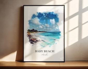 Baby Strand Aruba Kunst, San Nicolas Druck, Aruba Aquarell Kunst, Baby Strand Geschenk, Reisedruck, Reiseplakat, Housewarminggeschenk