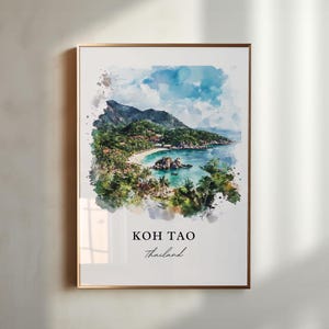 Koh Tao Wall Art, Mae Haad Beach Print, Thailand Watercolor Art, Koh Tao Gift, Travel Print, Travel Poster, Housewarming Gift