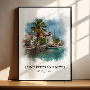 St. Kitts and Nevis Art, Saint Kitts Print, Nevis Watercolor Art, St. Kitts and Nevis Gift, Travel Print, Travel Poster, Housewarming Gift