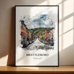 Brattleboro VT Wall Art, Windham County VT Print, Vermont Watercolor Art, Brattleboro Gift, Travel Print, Travel Poster, Housewarming Gift