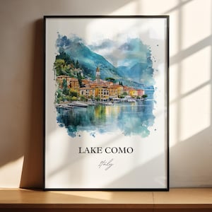 Comer See IT Druck, Comer See Italien Druck, Comer See Italien Aquarell Kunst, Comer See Geschenk, Reisedruck, Reiseposter, Einweihungsparty Geschenk