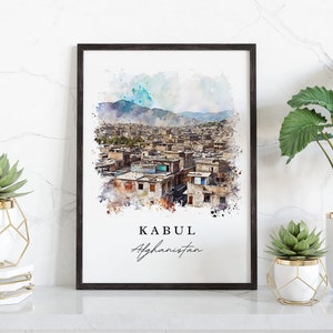 Arte de viaje de Kabul, Afganistán - Afganistán, impresión de Kabul, regalo de boda de Kabul, regalo de cumpleaños afgano, texto personalizado, regalo perfecto