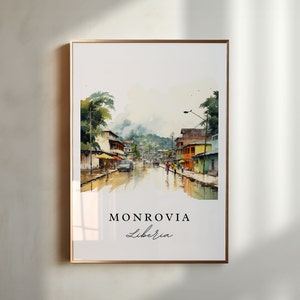 Monrovia wall art - Liberia, Monrovia poster, Wedding gift, Birthday present, Custom Text, Personalized Gift