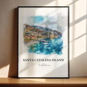 Arte murale di Santa Catalina, stampa delle isole Catalina, arte ad acquerello di Los Angeles, regalo dell&#39;isola Catalina, stampa di viaggio, poster di viaggio, regalo di inaugurazione della casa