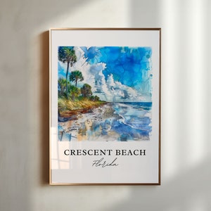 Crescent Beach Art, Crescent Beach FL print, Crescent Beach aquarel, Crescent Beach cadeau, reisposter, housewarmingcadeau