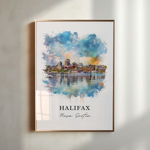 Arte de parede Halifax NS, impressão Nova Scotia, aquarela Halifax, presente Halifax Nova Scotia, pôster de viagem, presente de inauguração de casa