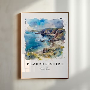 Pembrokeshire Wall Art, Wales Print, Pembrokeshire Watercolor, Pembrokeshire Gift, Travel Poster, Housewarming Gift