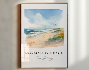 Arte de pared de Normandy Beach, Nueva Jersey - Jersey Shore, impresión de Mantaloking, regalo de boda de Lavallette, Nueva Jersey, regalo de cumpleaños, texto personalizado, regalo perfecto