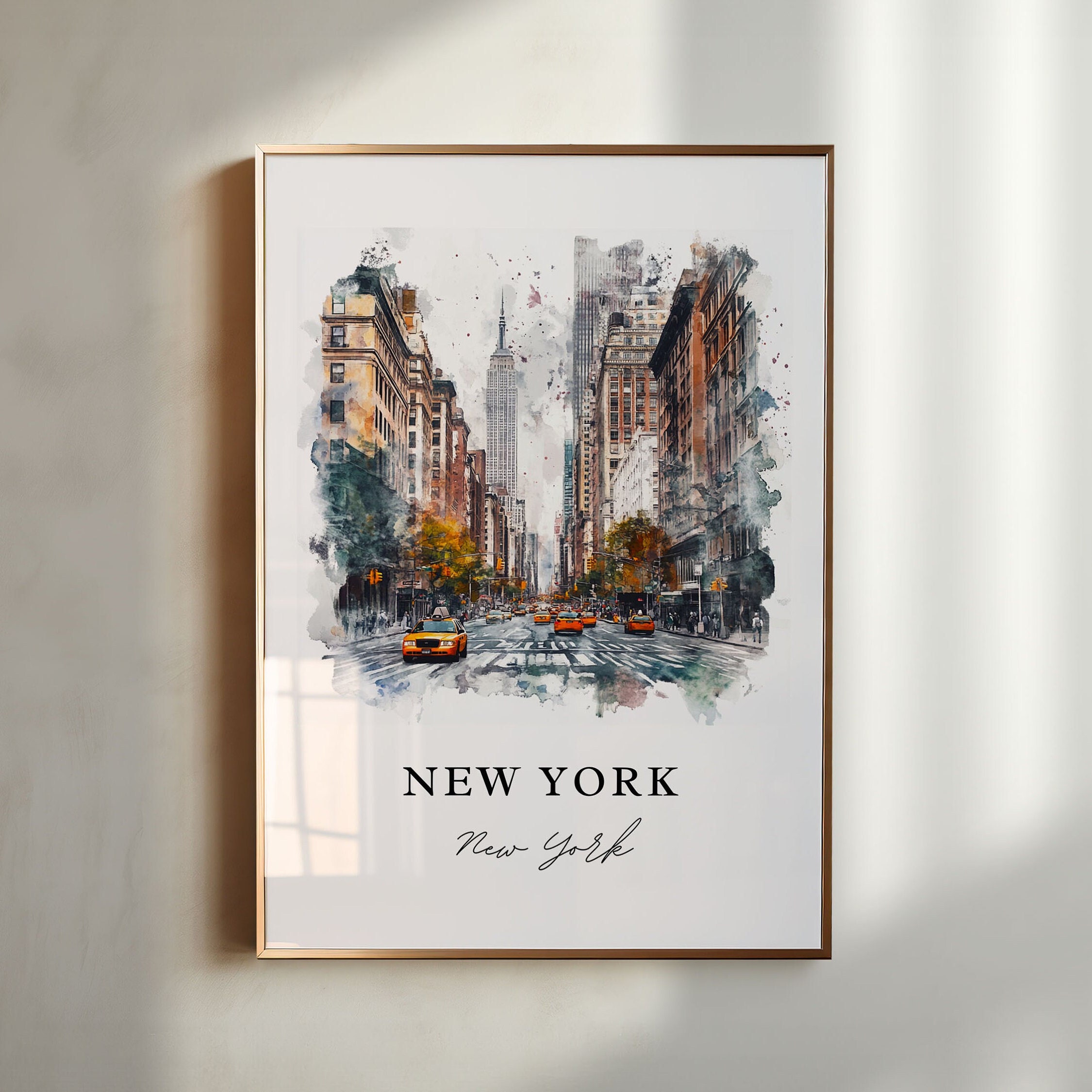New York City Wall Art, NYC Print, Manhattan Watercolor Art, NYC Art Gift, Travel Poster, Housewarming Gift