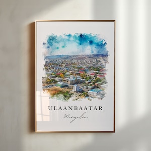 Ulaanbaatar wall art - Mongolia, Ulaanbatar print, Ulaanbaatar Mongolia Wedding gift, Birthday present, Custom Text, Perfect Gift