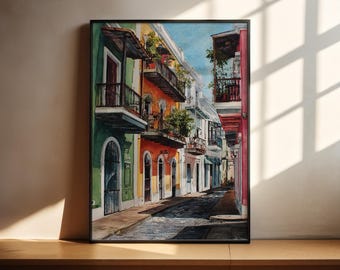 Puerto Rico Watercolor Art Puerto Rico Travel Print Puerto Rico Artwork PR Decor Caribbean Wall Art