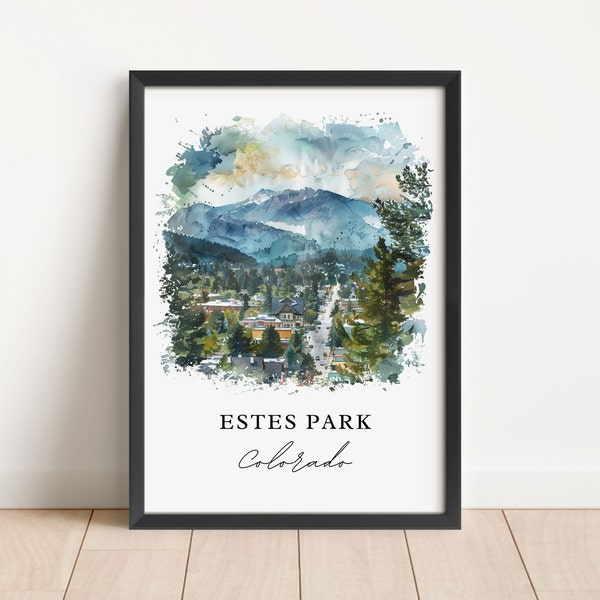 Estes Park CO Wall Art, Estes Park Print, Estes Park Watercolor, Estes Park Colorado Gift, Travel Print, Travel Poster, Housewarming Gift