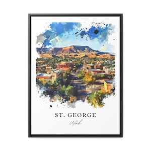 St. George Utah Wall Art, Snow Canyon State Park Print, St George Watercolor Art, Utah Gift,