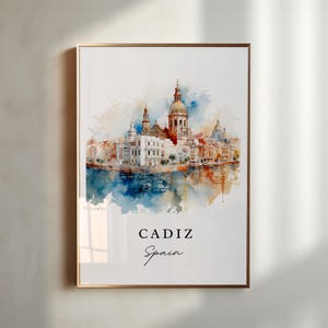 Cadiz Spain Wall Art, Cadiz Print, Cadiz Watercolor Art, Cadiz Spain Gift, Travel Poster, Housewarming Gift