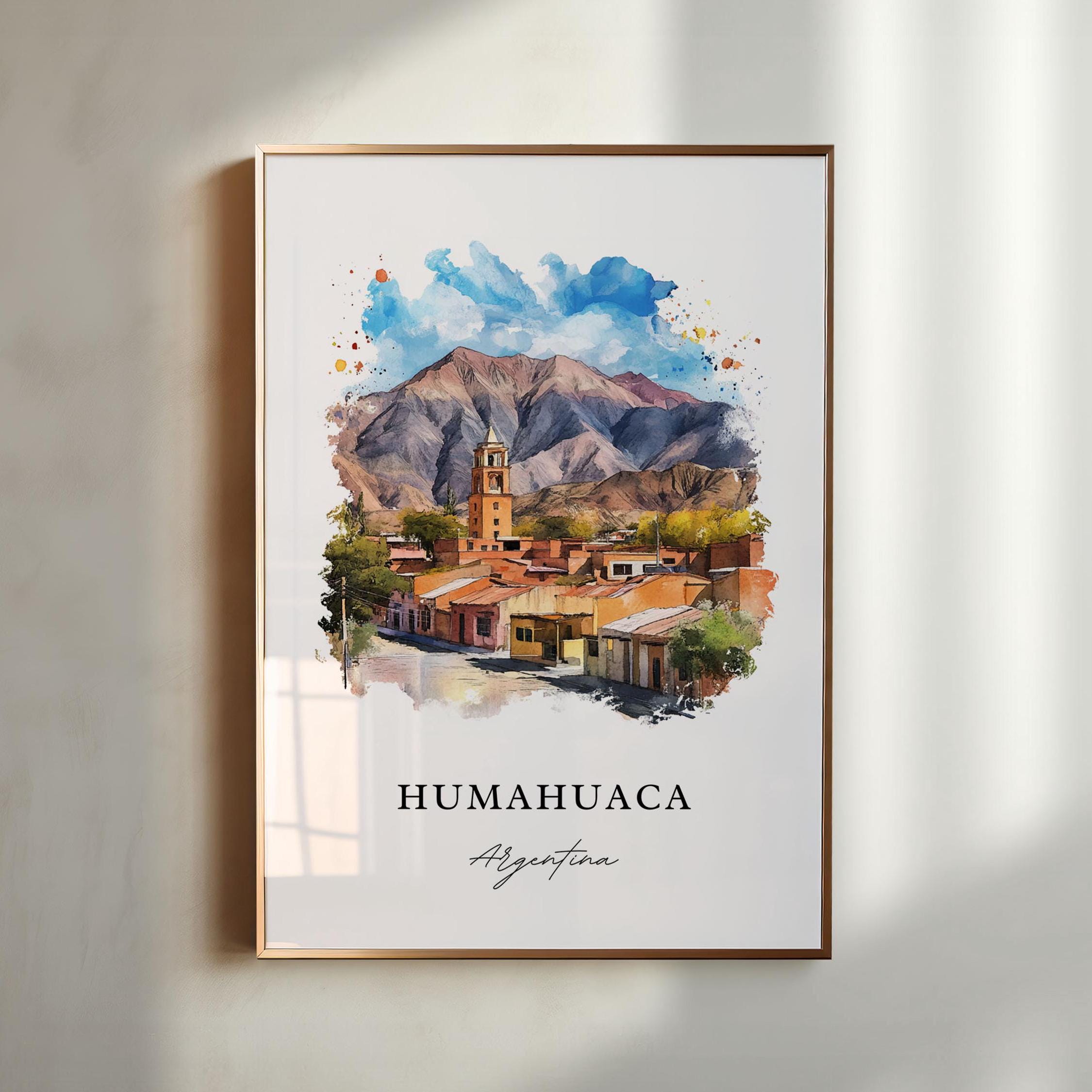 Humahuaca Wall Art, Humahuaca Argentina Print, Jujuy Watercolor Art, Jujuy Argentina Gift, Travel Poster, Housewarming Gift
