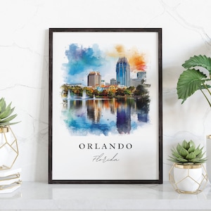 Orlando watercolor travel art - Florida, Orlando print, Wedding gift, Birthday present, Custom Text, Perfect Gift