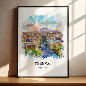 Arte de parede de Yerevan, impressão da Armênia, arte em aquarela da Armênia, presente de Yerevan, impressão de viagem, pôster de viagem, presente de inauguração de casa