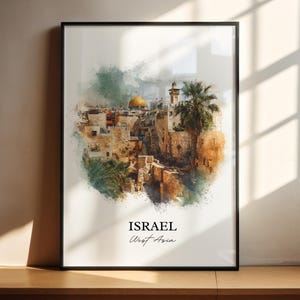 Israel Wall Art, Israel Print, Israel Watercolor Art, Israel Country Gift, Travel Print, Travel Poster, Housewarming Gift