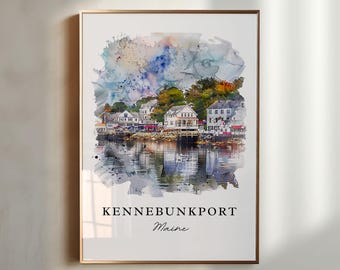 Kennebunkport Maine Art Print, Travel Poster, Housewarming Gift