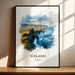 Iceland Wall Art, Iceland Print, Iceland Watercolor Art, Iceland Gift, Travel Print, Travel Poster, Housewarming Gift