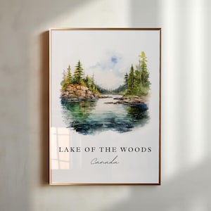Lake of the Woods Canada wall art - Ontario Canada, Lake of the Woods print, Wedding gift, Birthday present, Custom Text Option