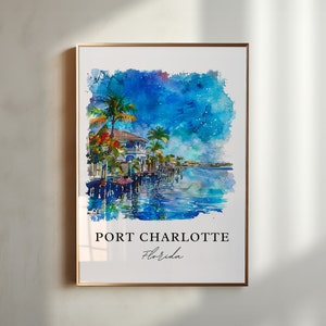 Port Charlotte FL Art, Port Charlotte FL Print, Port Charlotte Watercolor, Sarasota FL Gift, Travel Poster, Housewarming Gift